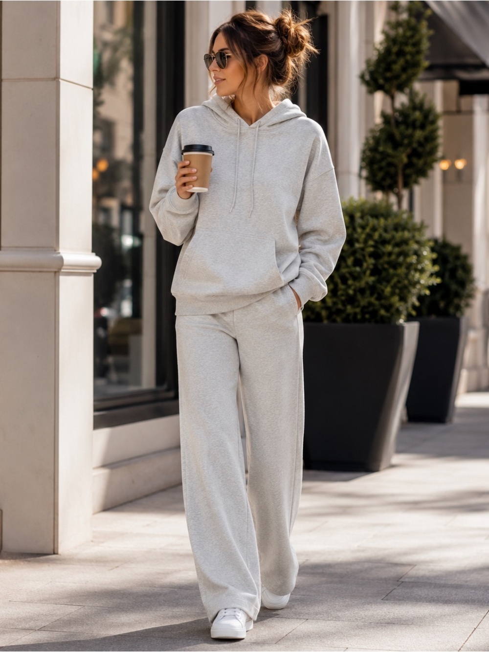 Wild Fable Hoodie & Wide Leg Lounge Pants Set NWT Size Medium Gray
